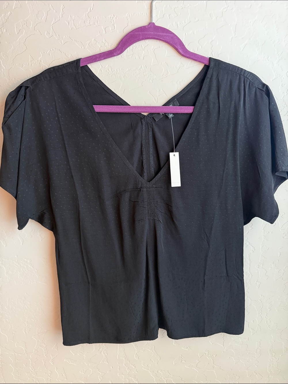 Madewell Black V-Neck Short Sleeve Blouse